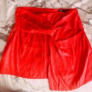 Zara Asymmetrical Red Skirt